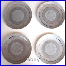 4 Sascha Brastoff Dinner Plates Roman Coin Brown Gold on Gray MCM 10.63 D 1950s 4 Sascha Brastoff Dinner Plates Roman Coin Brown Gold on Gray MCM 10.63 D 1950s