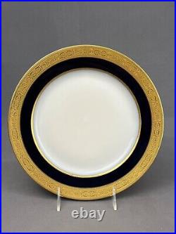 4 T&V Tressemanes Vogt Limoges 10 1/2 Cobalt Gold Encrusted Dinner Plates 1900s