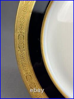 4 T&V Tressemanes Vogt Limoges 10 1/2 Cobalt Gold Encrusted Dinner Plates 1900s