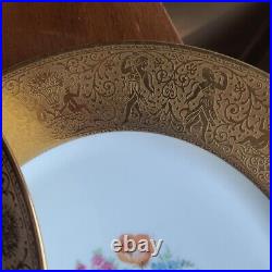 4 VTG Hutschenreuther Gold Encrusted Floral Bouquet Dinner Plates Goddess Rim