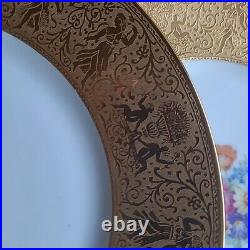 4 VTG Hutschenreuther Gold Encrusted Floral Bouquet Dinner Plates Goddess Rim