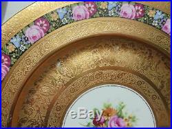 4 Vintage Heinrich & Co Bavaria Porcelain Gold Encrusted Dinner Plates Roses Etc