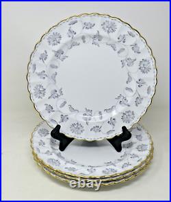 4 Vintage Spode Colonel Gray Dinner Plates 10 5/8 Gold Trim Scalloped Edge