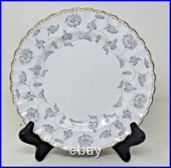 4 Vintage Spode Colonel Gray Dinner Plates 10 5/8 Gold Trim Scalloped Edge