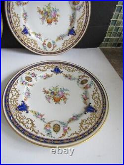 4 Vtg Dresden Hand Painted Floral Raised Gold Stencil Plates GERMANY LOT 2