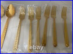 48 piece Versace Medusa Gold Gilded Flatware Set by Rosenthal in a Versace