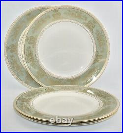 4x Wedgwood GOLD COLUMBIA Dinner Plates & 2x Salad/Entree Plates Sage Green