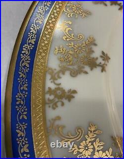 5 1940s Cobalt Blue And Gold Edgerton Dinner Plates English E126-15 11 1/8 Inch