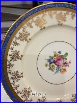 5 1940s Cobalt Blue And Gold Edgerton Dinner Plates English E126-15 11 1/8 Inch