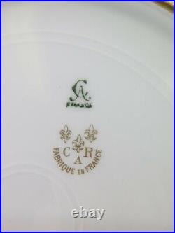 (5) Antique French Porcelain C A R Dinner Plates 10 Gold Gilt Turquoise Rim