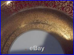 5 Gold Encrusted ROYAL CHINA FRANCE 10.5 Dinner Plates Red Band 2/Gold Design