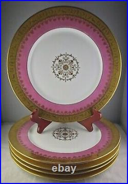 5 Vintage Bavaria Gold Encrusted Plates Pink Verge Center Medallion Fairy Edge