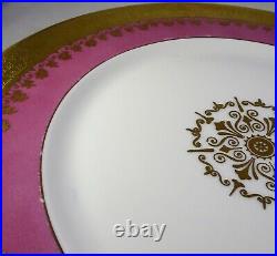 5 Vintage Bavaria Gold Encrusted Plates Pink Verge Center Medallion Fairy Edge