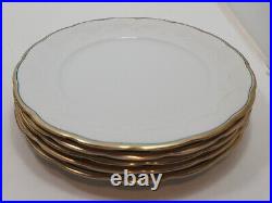 5 Vintage Hutschenreuther Selb White/Green/Gold 10 Dinner Plates Scalloped 1930