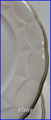 5 Vintage Hutschenreuther Selb White/Green/Gold 10 Dinner Plates Scalloped 1930