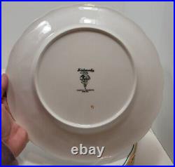 5 Vintage Hutschenreuther Selb White/Green/Gold 10 Dinner Plates Scalloped 1930