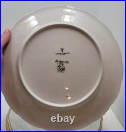 5 Vintage Hutschenreuther Selb White/Green/Gold 10 Dinner Plates Scalloped 1930