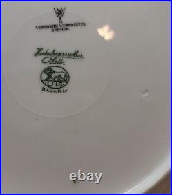 5 Vintage Hutschenreuther Selb White/Green/Gold 10 Dinner Plates Scalloped 1930