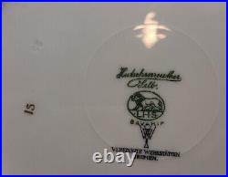 5 Vintage Hutschenreuther Selb White/Green/Gold 10 Dinner Plates Scalloped 1930