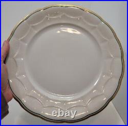 5 Vintage Hutschenreuther Selb White/Green/Gold 10 Dinner Plates Scalloped 1930