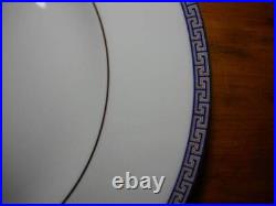 5 Wedgwood Palatia 10 3/4 Dinner Plates Blue & Gold Greek Key Design Excellent