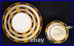 5-pcs Dinner Place Setting AYNSLEY EMPRESS COBALT Bone China Plates Cup Saucer