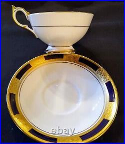 5-pcs Dinner Place Setting AYNSLEY EMPRESS COBALT Bone China Plates Cup Saucer