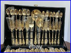 50 pcs Gold Plated Flatware SetService for 121 Dinner Fork Missing