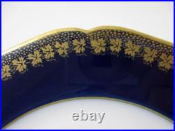 6-9.5 antique DINNER Plates COBALT blue & GOLD leaves HAVILAND &Co, Limoges