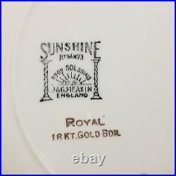 6- Antique England 18kt Gold Sunshine Reg Sol J & G Meaxin 9 3/4 Dinner plates