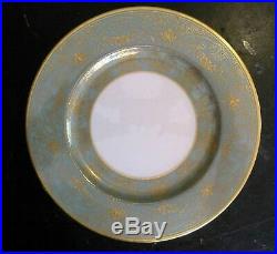6 Antique Lenox Raised Encrusted Gold & Green Trim Dinner Plate 10 5/8 W307-242