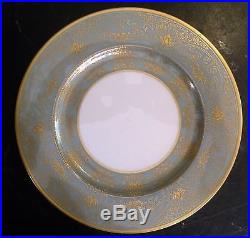 6 Antique Lenox Raised Encrusted Gold & Green Trim Dinner Plate 10 5/8 W307-242