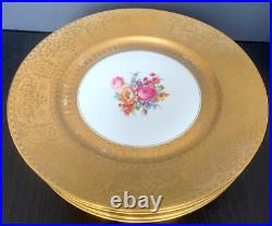 6 Antique Limoges France Heavily Gold Encrusted With Bouquet Dinner Plates 6 Antique Limoges France Heavily Gold Encrusted With Bouquet Dinner Plates