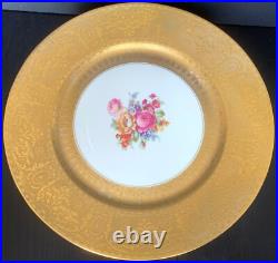 6 Antique Limoges France Heavily Gold Encrusted With Bouquet Dinner Plates 6 Antique Limoges France Heavily Gold Encrusted With Bouquet Dinner Plates