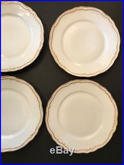 6 Antique Limoges Haviland Gold Raised Rim Scalloped Dinner Plates Excellent