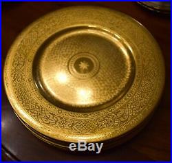6 Antique Minton Gilded Gilt Dinner/Service Plates Gold Encrusted Incrustation