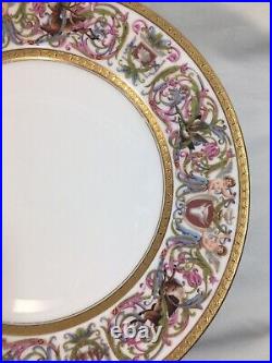 (6) Antique Sevres 1846 Gold Encrusted'Chateau de St Cloud' 9.75 DINNER PLATES