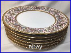 (6) Antique Sevres 1846 Gold Encrusted'Chateau de St Cloud' 9.75 DINNER PLATES