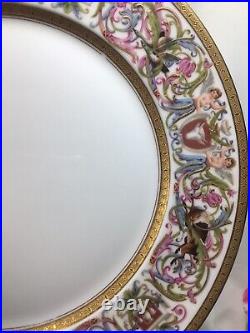 (6) Antique Sevres 1846 Gold Encrusted'Chateau de St Cloud' 9.75 DINNER PLATES