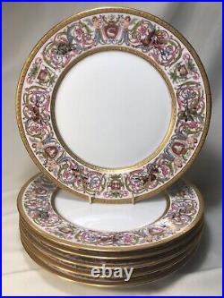 (6) Antique Sevres 1846 Gold Encrusted'Chateau de St Cloud' 9.75 DINNER PLATES