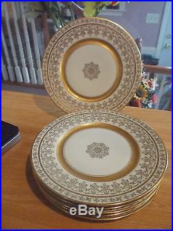 6 DELUXE DECORATING Czechoslovakia China Gold Encrusted Dinner Plates
