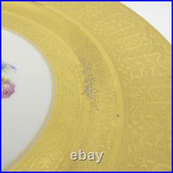 6 Dinner Plate Set HEAVY GOLD ENCRUSTED Early 20c Czechoslovakia Floral Center