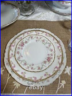 6 Dinner Plates Hutschenreuther Richelieu 7658 Rose Design Gold Edge