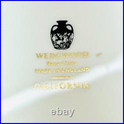 6 Dinner Plates Wedgwood California Fine Bone China White w Gold Made in England