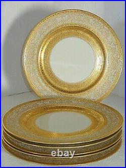 6 Exquisite Bavaria H&C Heinrich Gold Encrusted Large Dinner Cabinet Plates