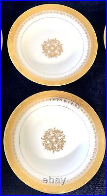 6 Gda France Limoges 24k Gold Encrusted Bone China 9 Dinner Plates Soup Bowls