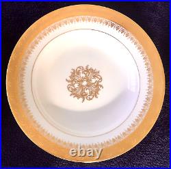 6 Gda France Limoges 24k Gold Encrusted Bone China 9 Dinner Plates Soup Bowls