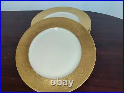 6 Gold Encrusted Selb Bavaria Lg. Porcelain Dinner Service Plates 11 inches