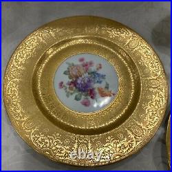 6 HEINRICH & CO SELB BAVARIA GOLD ENCRUSTED DINNER PLATES HC1002 mint condition