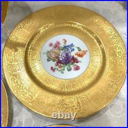 6 HEINRICH & CO SELB BAVARIA GOLD ENCRUSTED DINNER PLATES HC1002 mint condition
